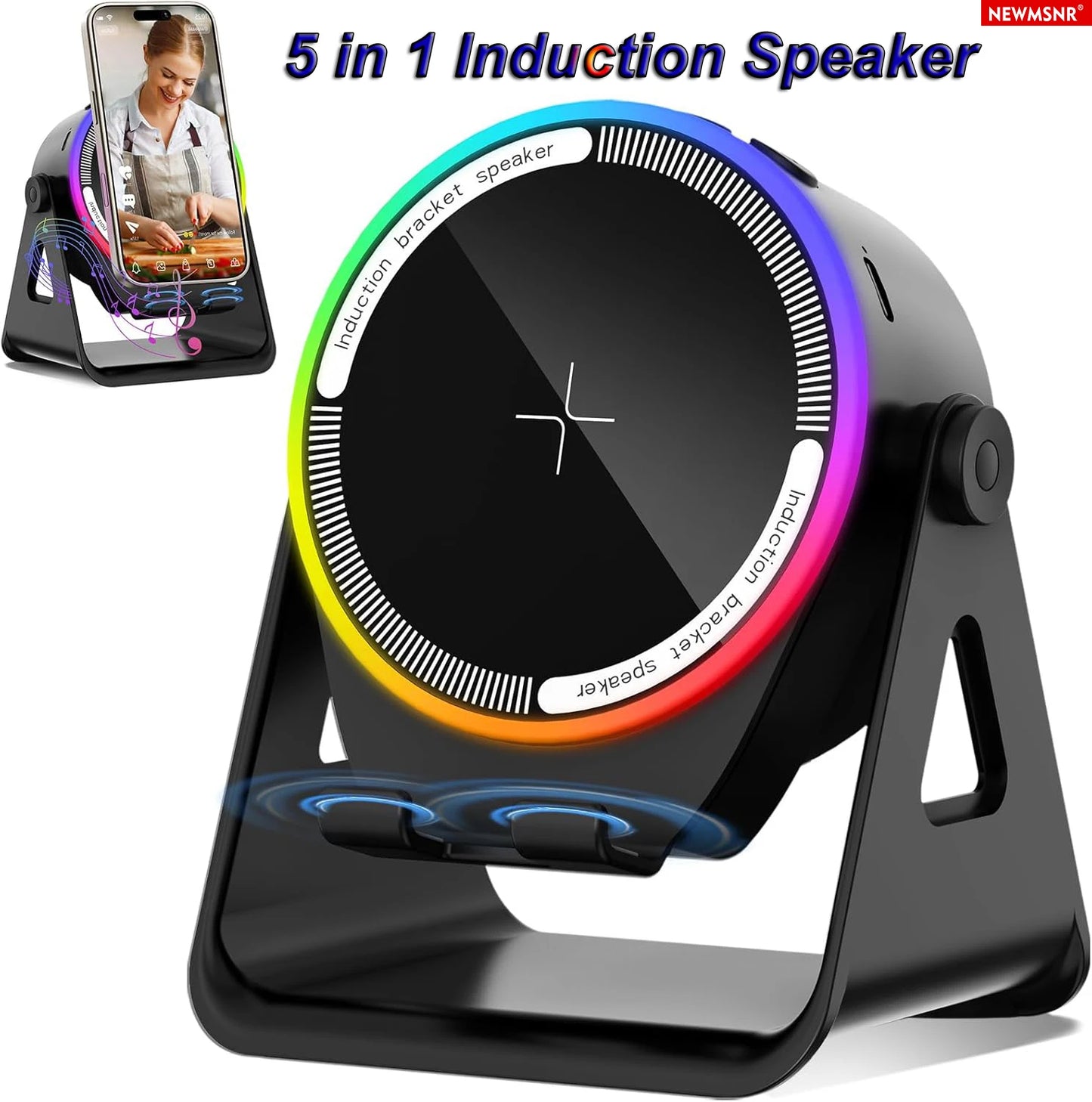 5 In 1 RGB Powerful Bluetooth Wireless Speaker Mobile Phone Stands Portable HIFI Sound Subwoofer Boombox Magnetic Tablet Brack - Merit Sell