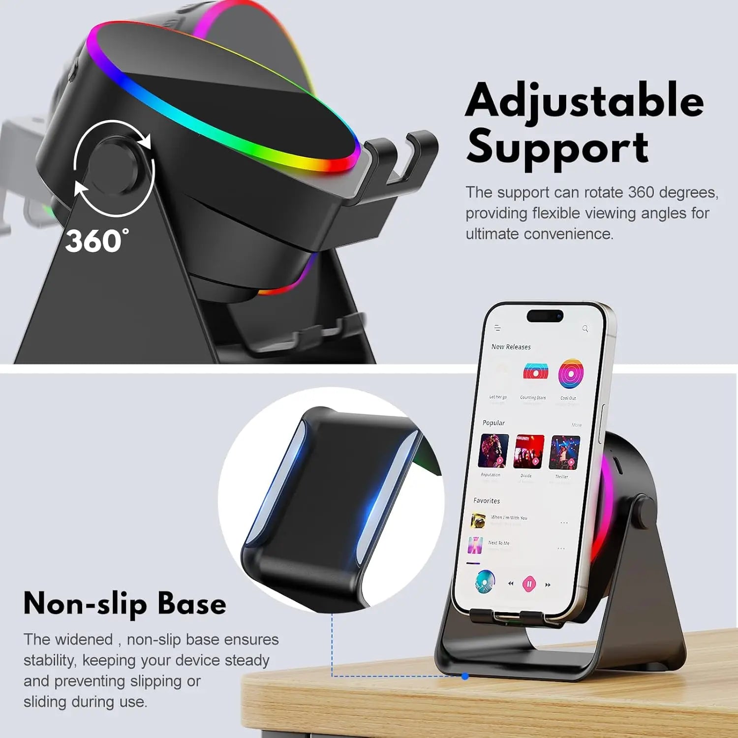 5 In 1 RGB Powerful Bluetooth Wireless Speaker Mobile Phone Stands Portable HIFI Sound Subwoofer Boombox Magnetic Tablet Brack - Merit Sell