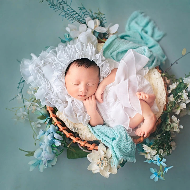 5 Pcs Newborn Photography Props Baby Lace Cute Romper Dress Hat Pillow Shorts Shoes Set Soft Cotton Bodysuit Jumpsuit - Merit Sell