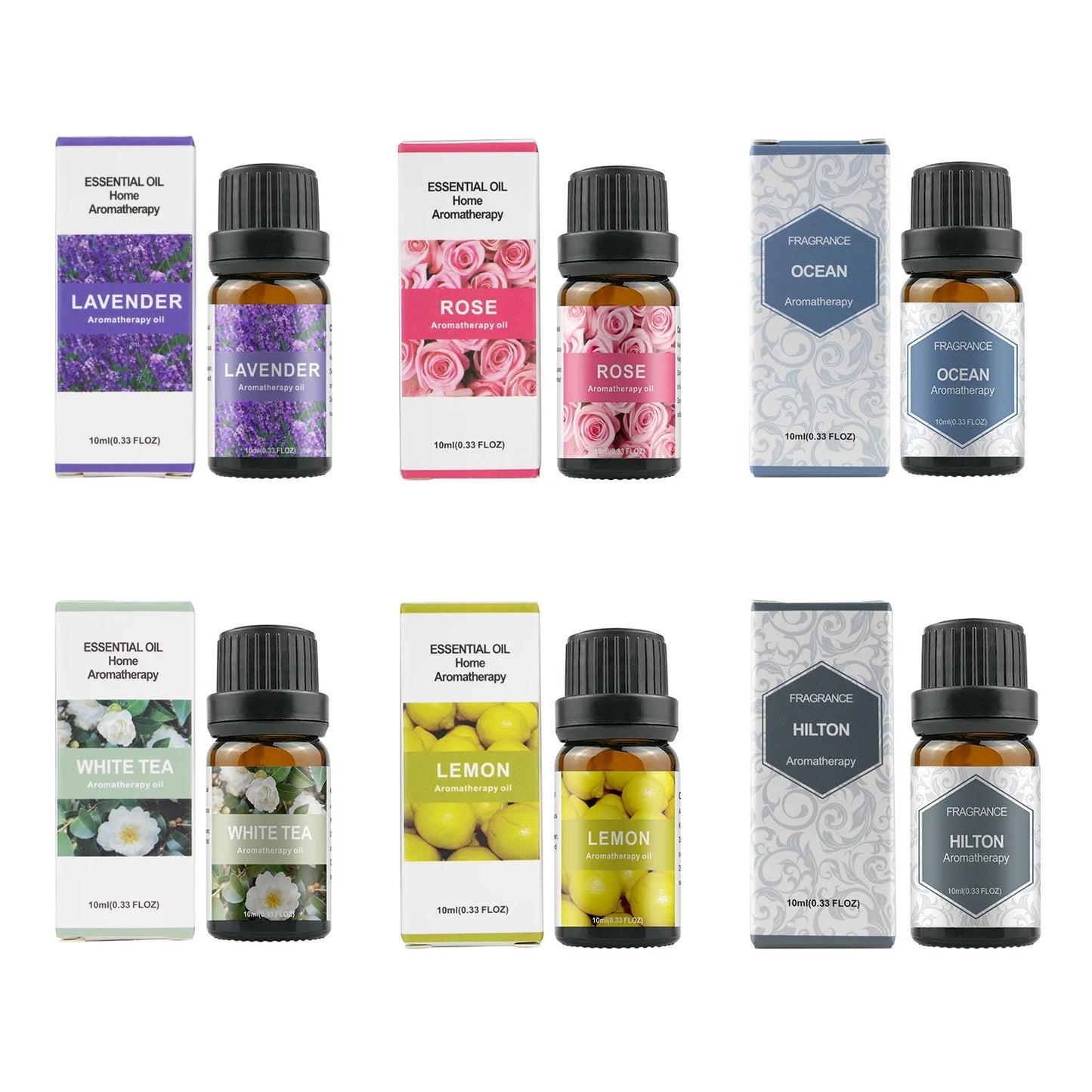500ML Aromatherapy Oil Diffuser, Aroma Diffuser with 6 Bottle 10ML Essential Oil Set (Lavender/Rose/Jasmine/Lemon/Hilton/Ocean) - Merit Sell