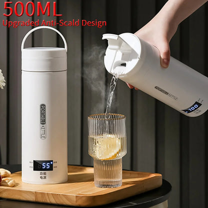 500ML Portable Electric Kettles Quick Boiling Tea Coffee Kettle Travel Boil Water Keep Warm Appliances Thermo Anti-Scald Bottle - Merit Sell