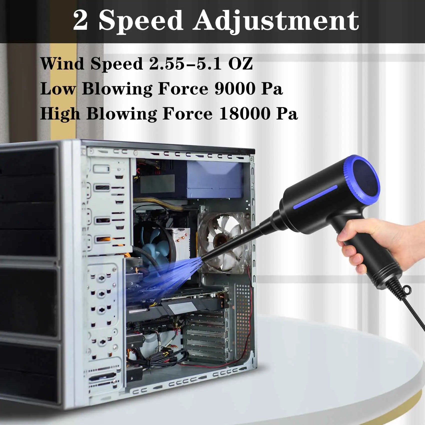 500W Electric Air Duster, Air Blower Replaces Canned Air Spray for PC Computer Keyboard Cleaner Compressed Air Can Duster - Merit Sell