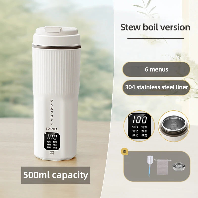 500ml Portable Electric Kettle Multifunctional Heating Cup Stew Cup Health Preserving Pot Thermo Pot Mini Travel Teapot 220V - Merit Sell
