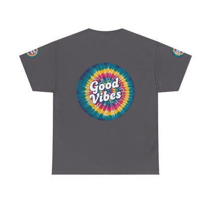 Good Vibes Tie-Dye Tee — Retro Rainbow Graphic T-Shirt