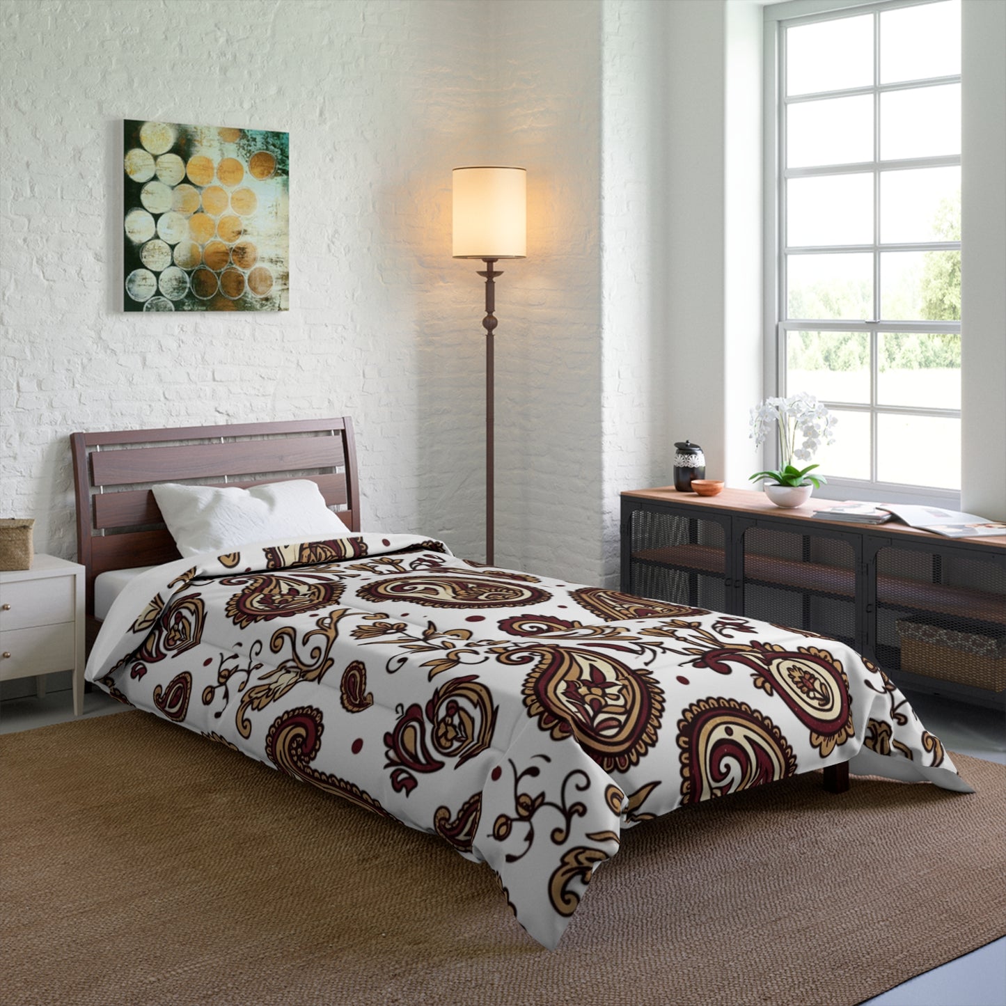 Brown Paisley Comforter — Vintage Floral Boho Bedding