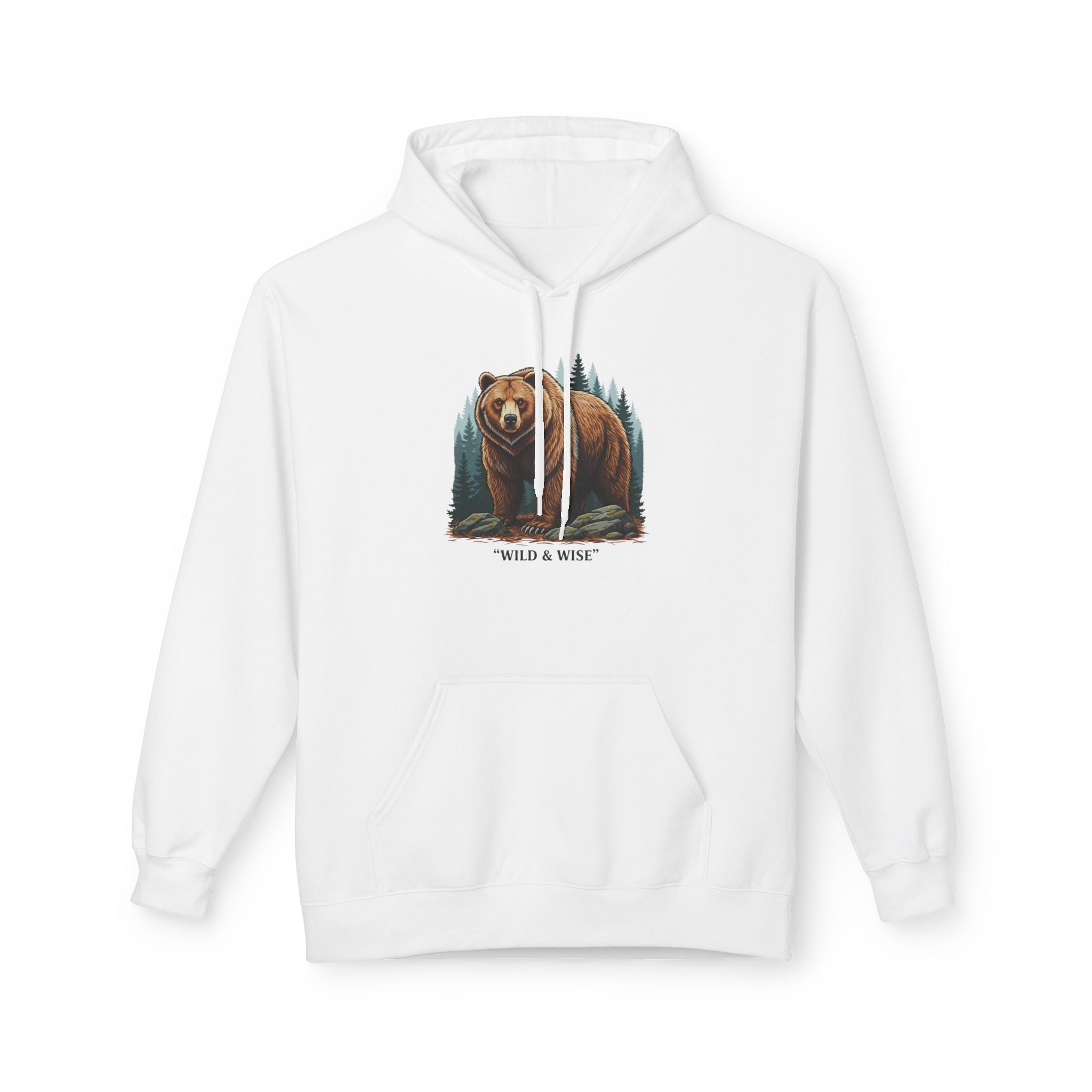 Bear Hoodie — "Wild & Wise" Forest Graphic Pullover