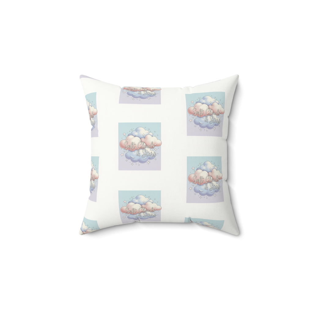 Cloud Pattern Faux Suede Pillow — Pastel Dream Decorative Throw Pillow