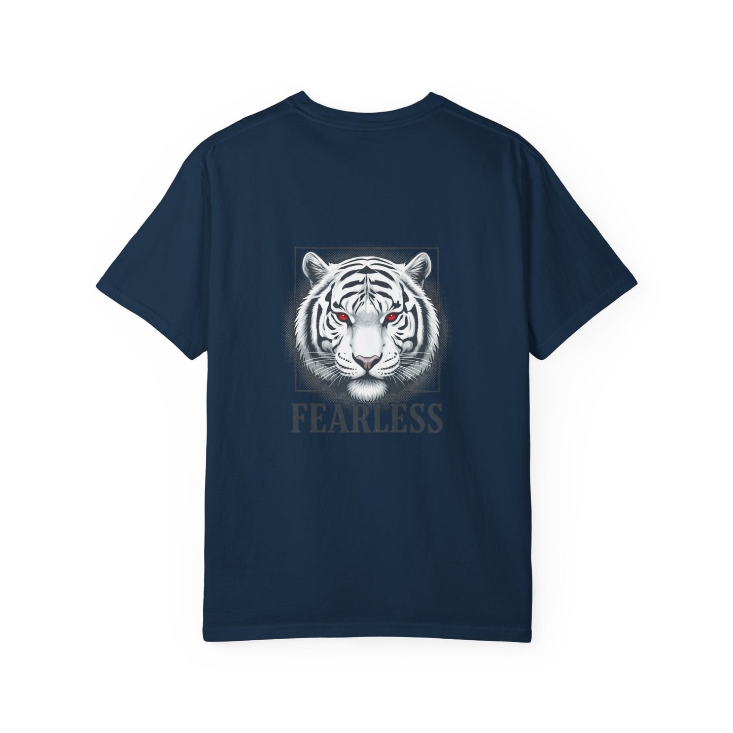 Fearless White Tiger T-Shirt — Bold Graphic Tee with 'FEARLESS' Text