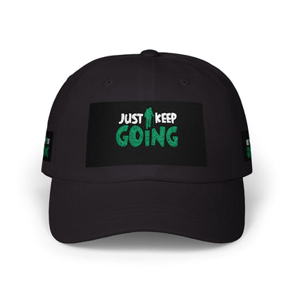 Dad Cap — "Just Keep Going" Embroidered Motivational Hat