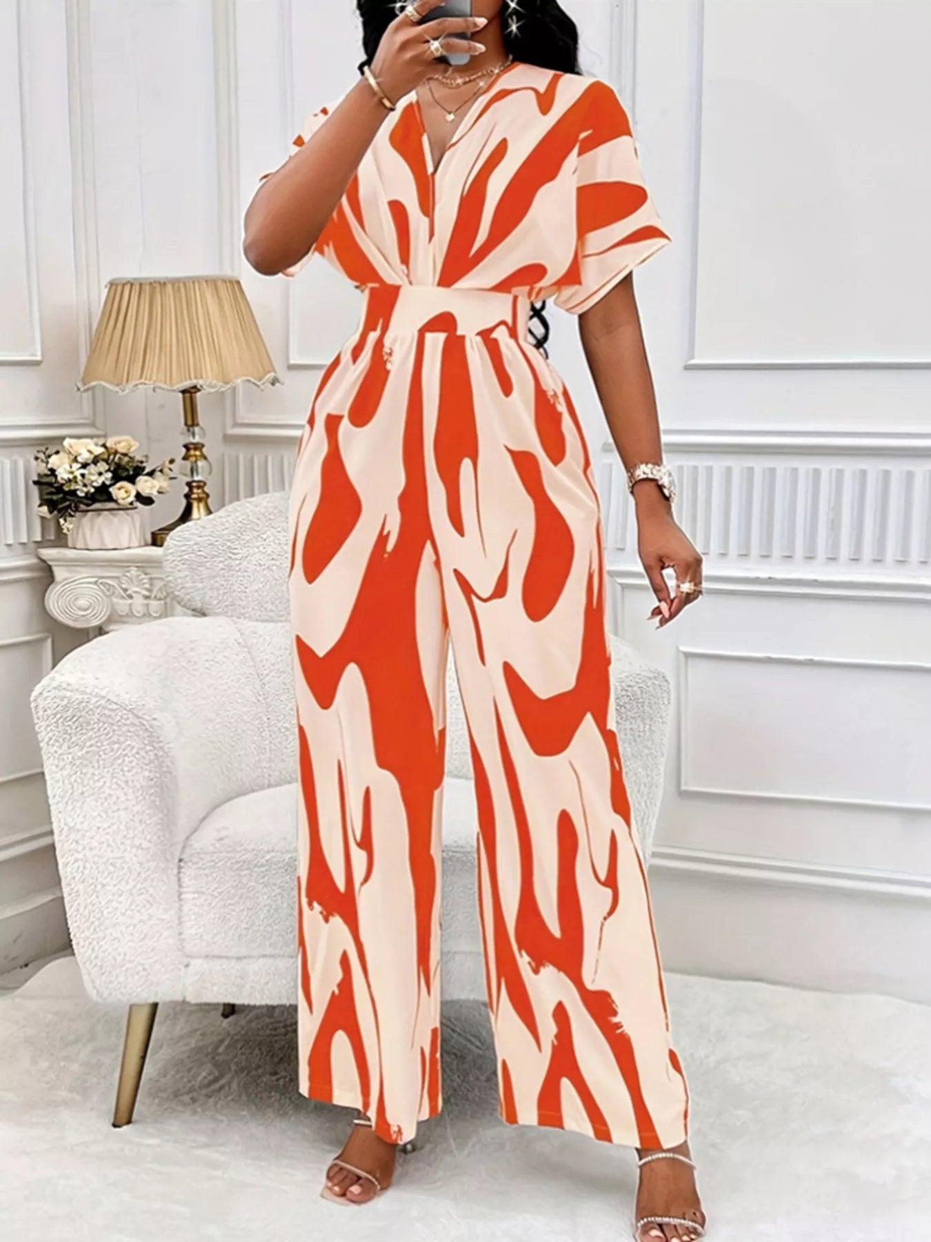Abstract Print Wide-Leg Jumpsuit - Merit Sell