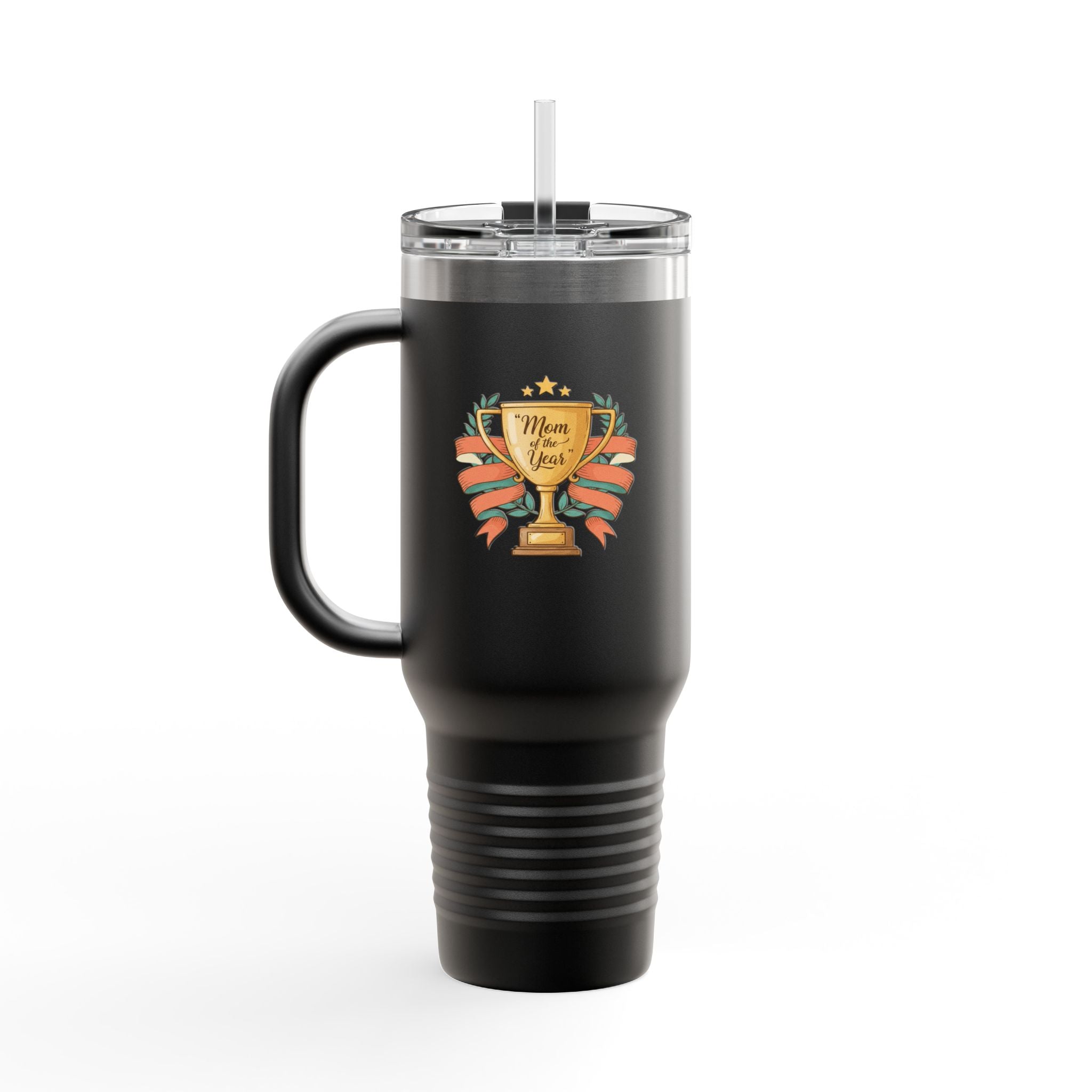 40oz Insulated Travel Mug — "Mom of the Year" Trophy Design