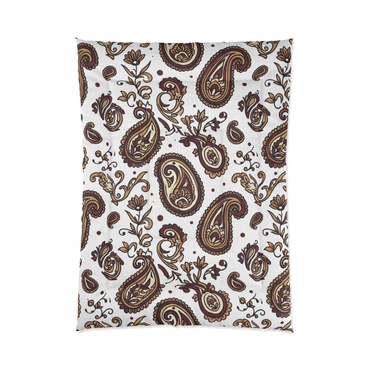 Brown Paisley Comforter — Vintage Floral Boho Bedding