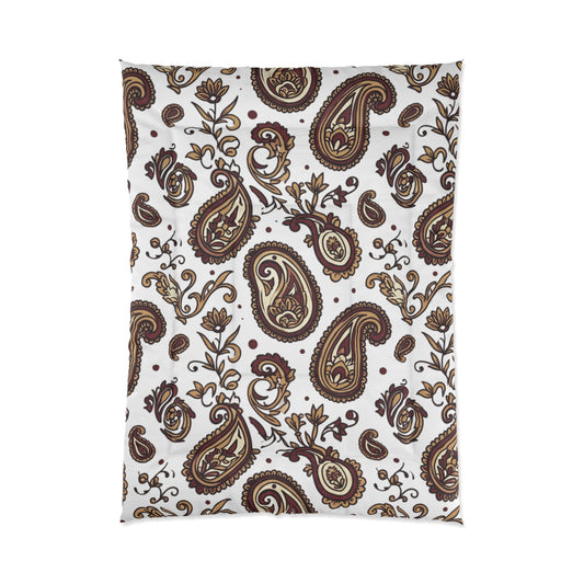 Brown Paisley Comforter — Vintage Floral Boho Bedding