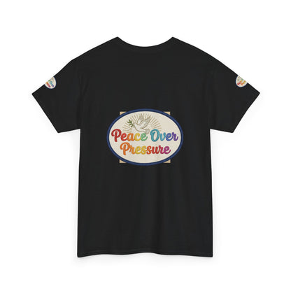 Peace Over Pressure T-Shirt — Retro Rainbow Dove Tee