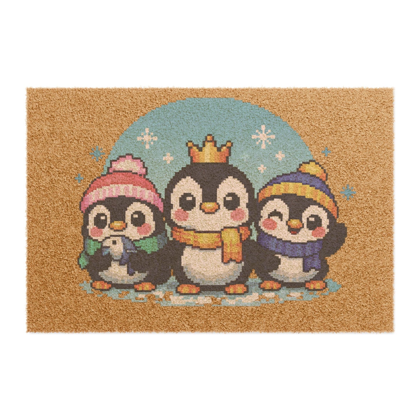 Penguin Trio Doormat — Cute Winter Welcome Mat