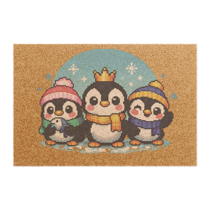 Penguin Trio Doormat — Cute Winter Welcome Mat