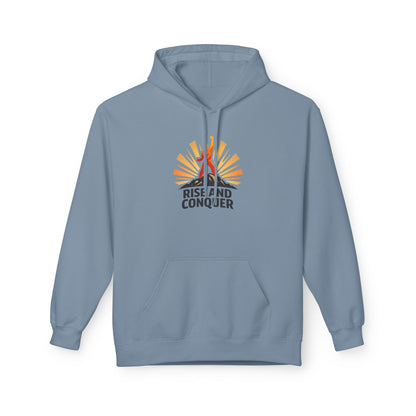Rise and Conquer Hoodie - Motivational Sunrise Adventure Pullover