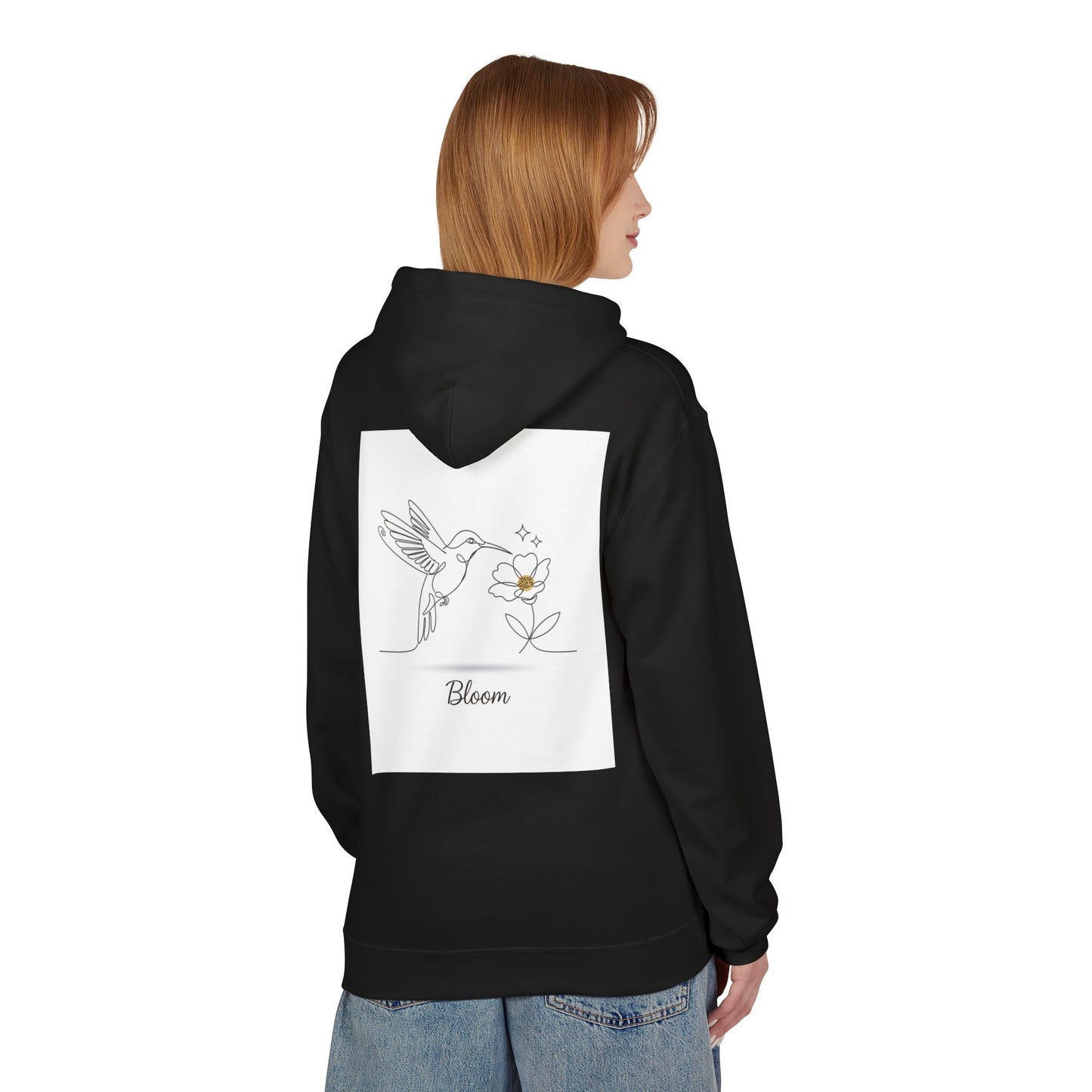 Bloom Hummingbird Hoodie — Floral Minimalist Pullover