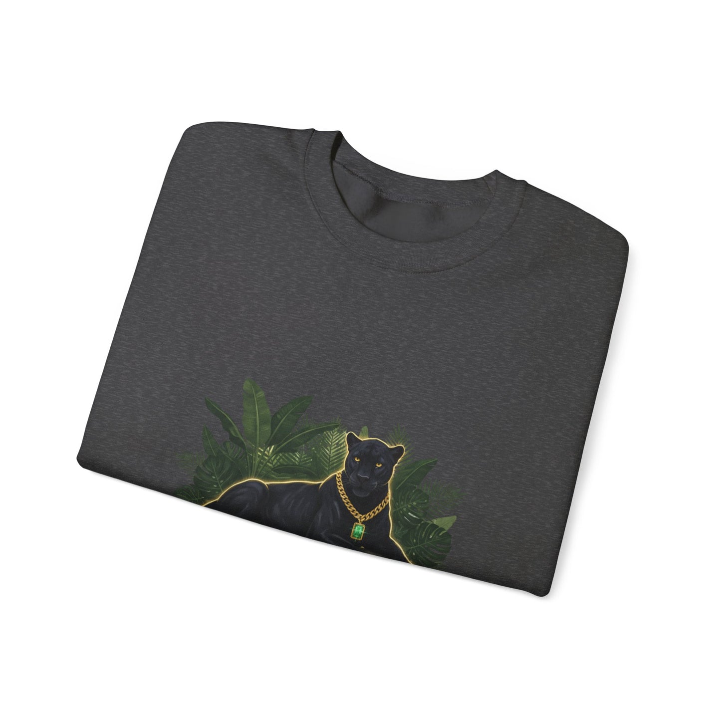 Panther Royale Crewneck Sweatshirt — "Night Royalty" Black Cat Graphic