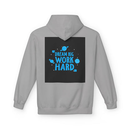 Dream Big Work Hard Hoodie — Motivational Space Graphic Pullover