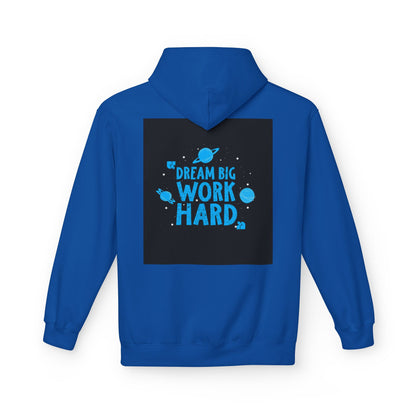 Dream Big Work Hard Hoodie — Motivational Space Graphic Pullover