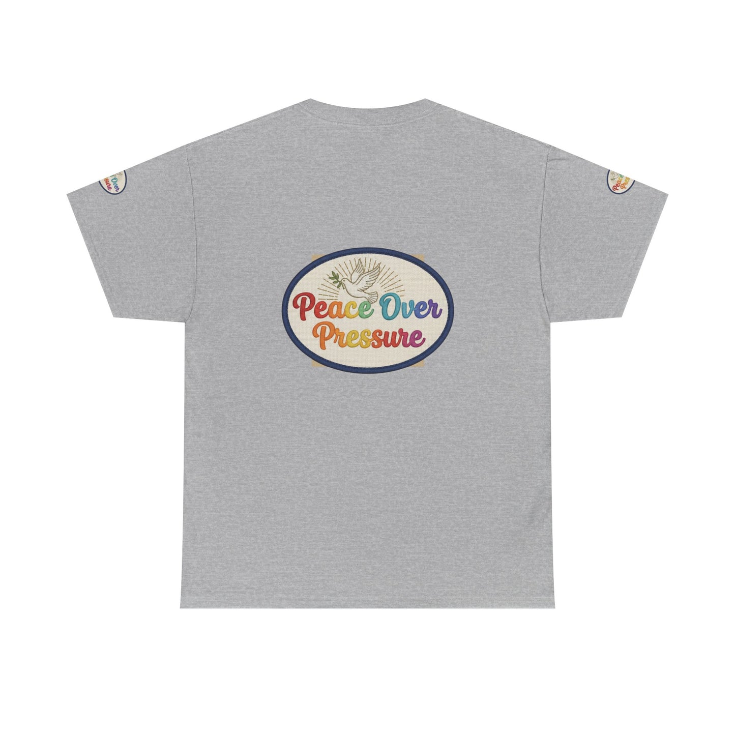 Peace Over Pressure T-Shirt — Retro Rainbow Dove Tee