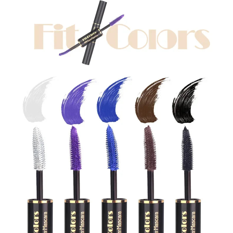 5Color Double Head Mascara Waterproof Fast Dry Eyelashes Curls Extension Make-Up Eyelashe Blue Purple Black White Coffee Mascara - Merit Sell