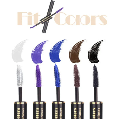 5Color Double Head Mascara Waterproof Fast Dry Eyelashes Curls Extension Make-Up Eyelashe Blue Purple Black White Coffee Mascara - Merit Sell