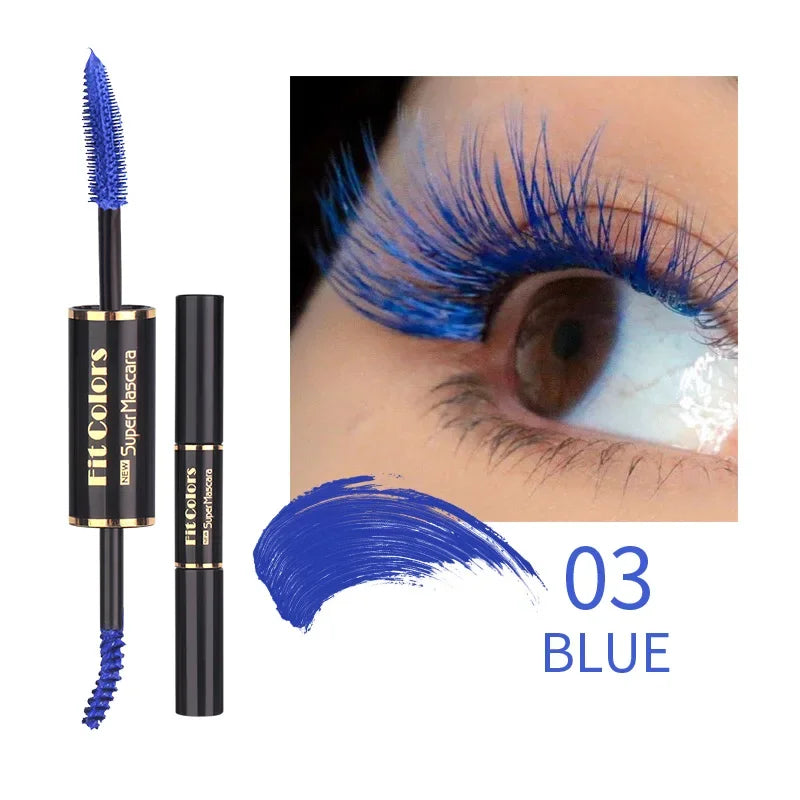 5Color Double Head Mascara Waterproof Fast Dry Eyelashes Curls Extension Make-Up Eyelashe Blue Purple Black White Coffee Mascara - Merit Sell