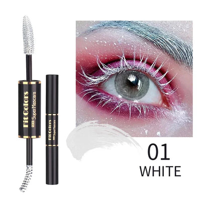 5Color Double Head Mascara Waterproof Fast Dry Eyelashes Curls Extension Make-Up Eyelashe Blue Purple Black White Coffee Mascara - Merit Sell