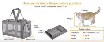 Dog Carrier,Cat Carrier Airline Approved Soft Pet Carrier with Breathable Honeycomb Board,Removable Support Board for Car,