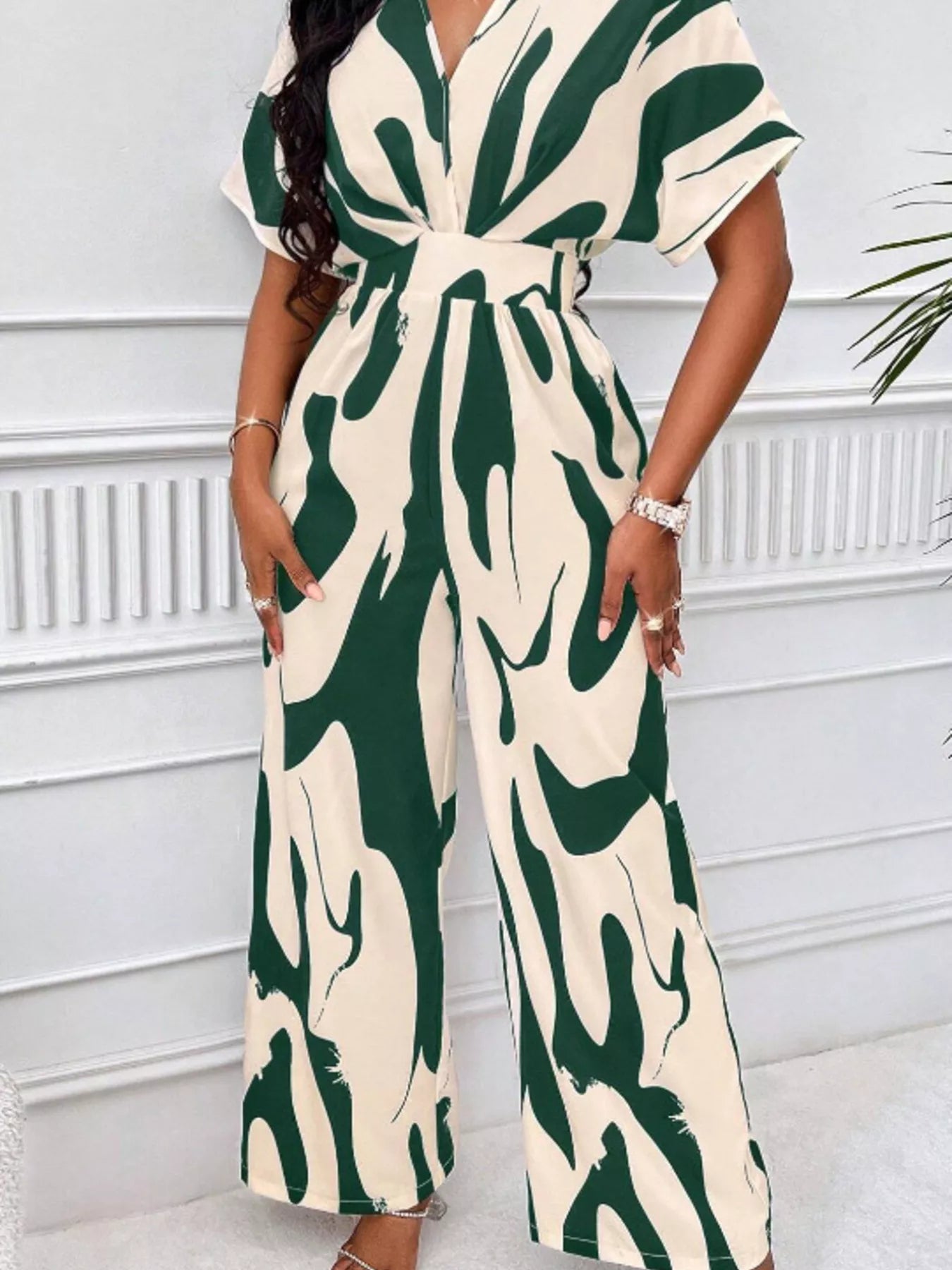Abstract Print Wide-Leg Jumpsuit - Merit Sell