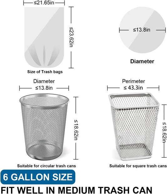 6 Gallon Drawstring Trash Bags, 120 Count Medium Garbage Liners, Strong Unscented for Home Office Merit Sell