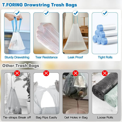 6 Gallon Drawstring Trash Bags, 120 Count Medium Garbage Liners, Strong Unscented for Home Office