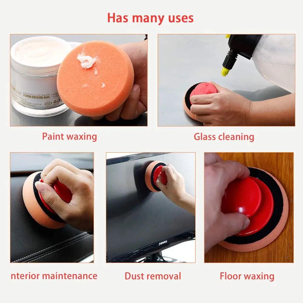 6 PCS Car Wax Applicator Pads Kit Soft Sponge Applicators Foam Waxing Pad with Grip Handle for Car Polishing and Cleaning - Merit Sell