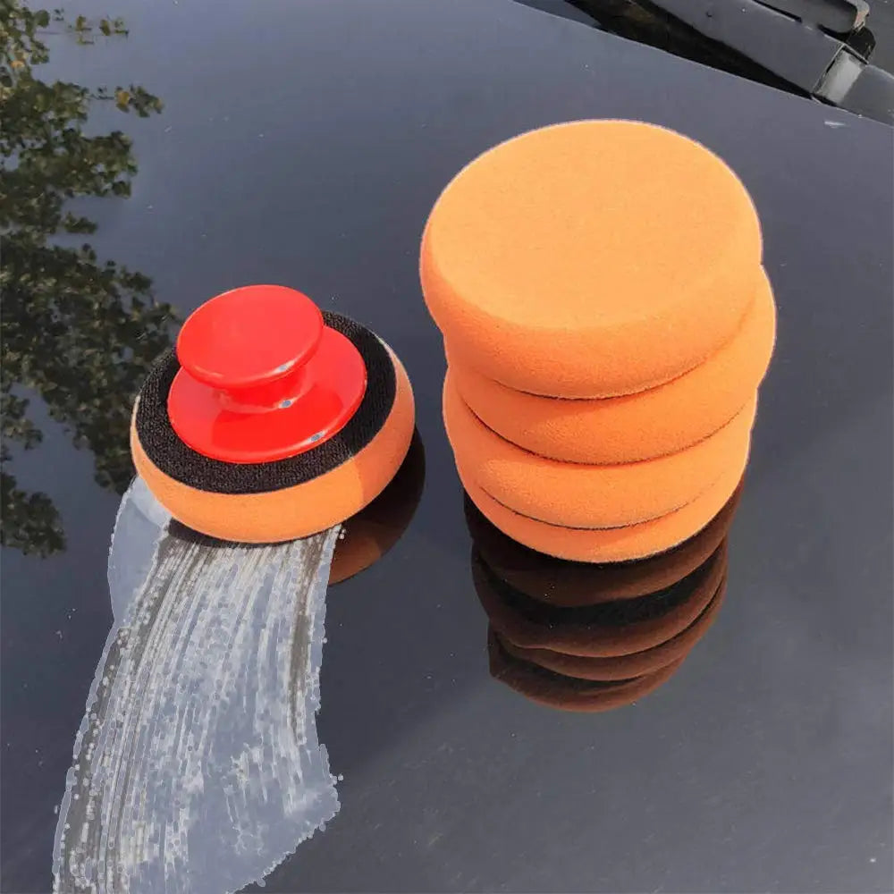 6 PCS Car Wax Applicator Pads Kit Soft Sponge Applicators Foam Waxing Pad with Grip Handle for Car Polishing and Cleaning - Merit Sell
