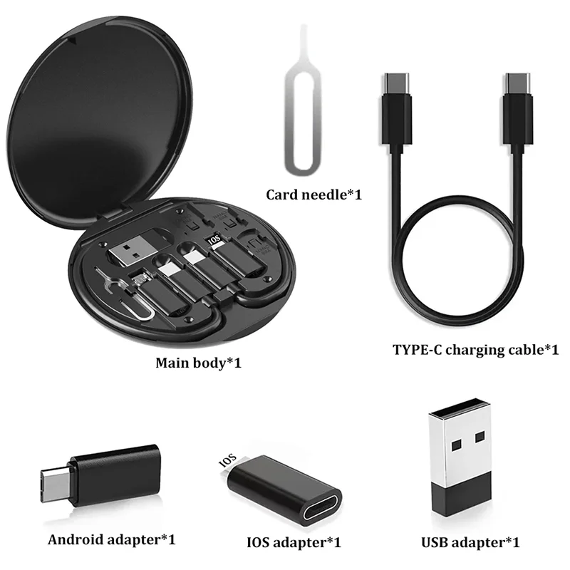 60W Multi USB Charging Adapter Cable Kit, USB C Conversion Kit USB A and Type C to Male Micro/Type C, Phone Data Transfer, Card - Merit Sell