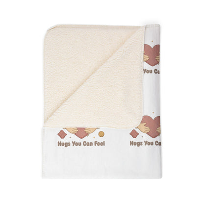 Hugs You Can Feel Sherpa Blanket — Cozy Heart Pattern Plush Throw
