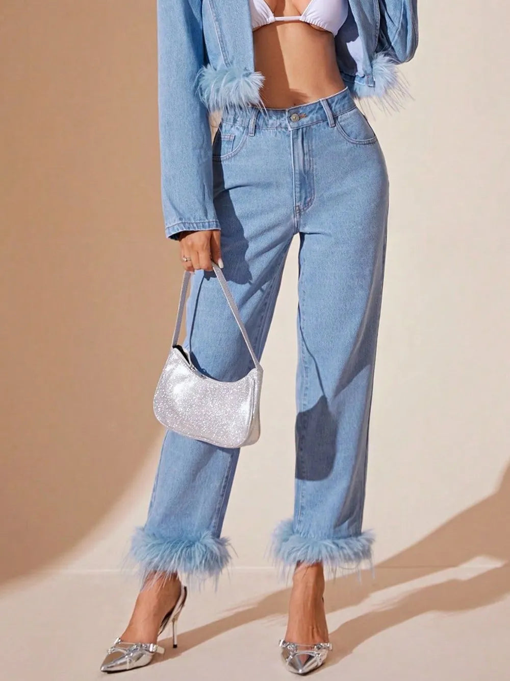 Plush Hem High Rise Straight Jeans - Merit Sell