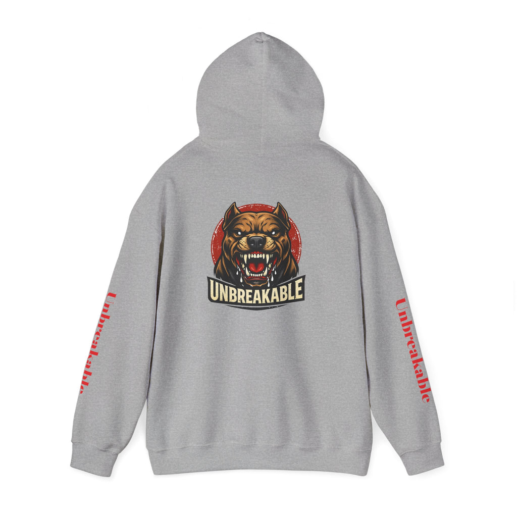 Unbreakable Dog Hoodie — Graphic Pullover with Roaring Dog Design
