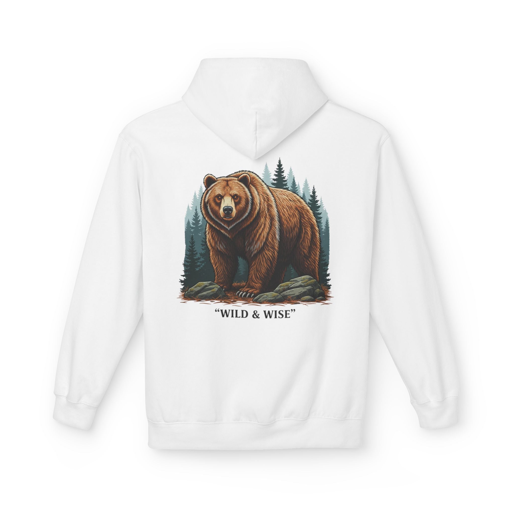 Bear Hoodie — "Wild & Wise" Forest Graphic Pullover