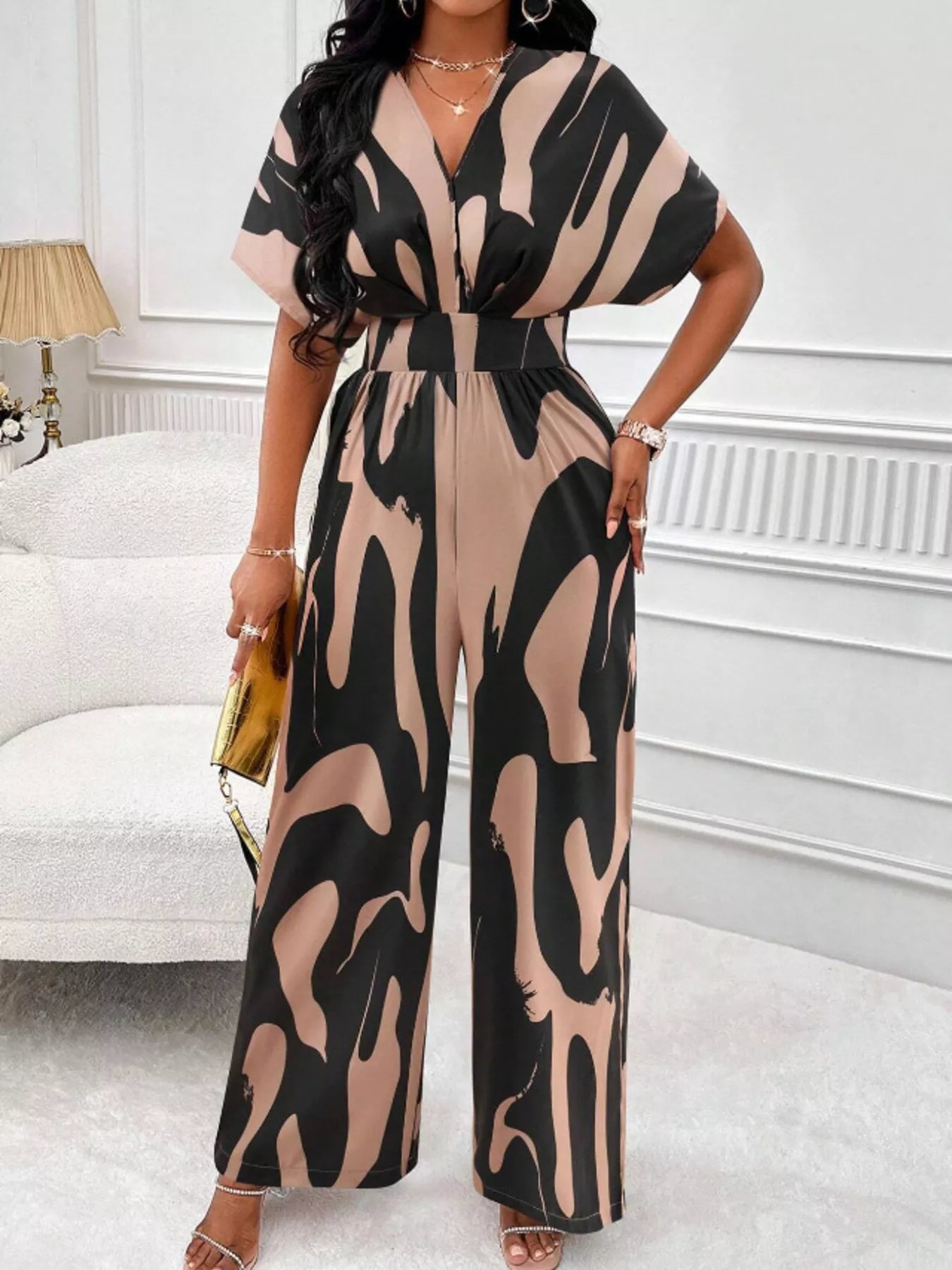 Abstract Print Wide-Leg Jumpsuit - Merit Sell