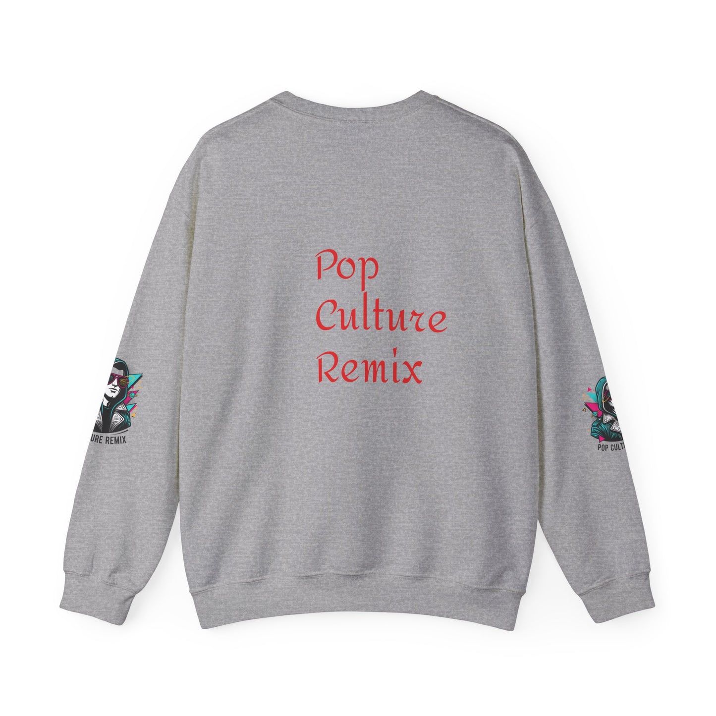 Pop Culture Remix Crewneck Sweatshirt — Retro Neon Hoodie Graphic