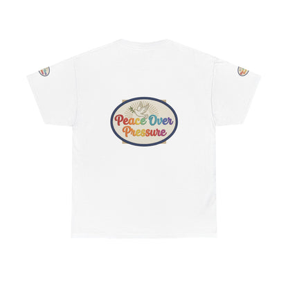 Peace Over Pressure T-Shirt — Retro Rainbow Dove Tee