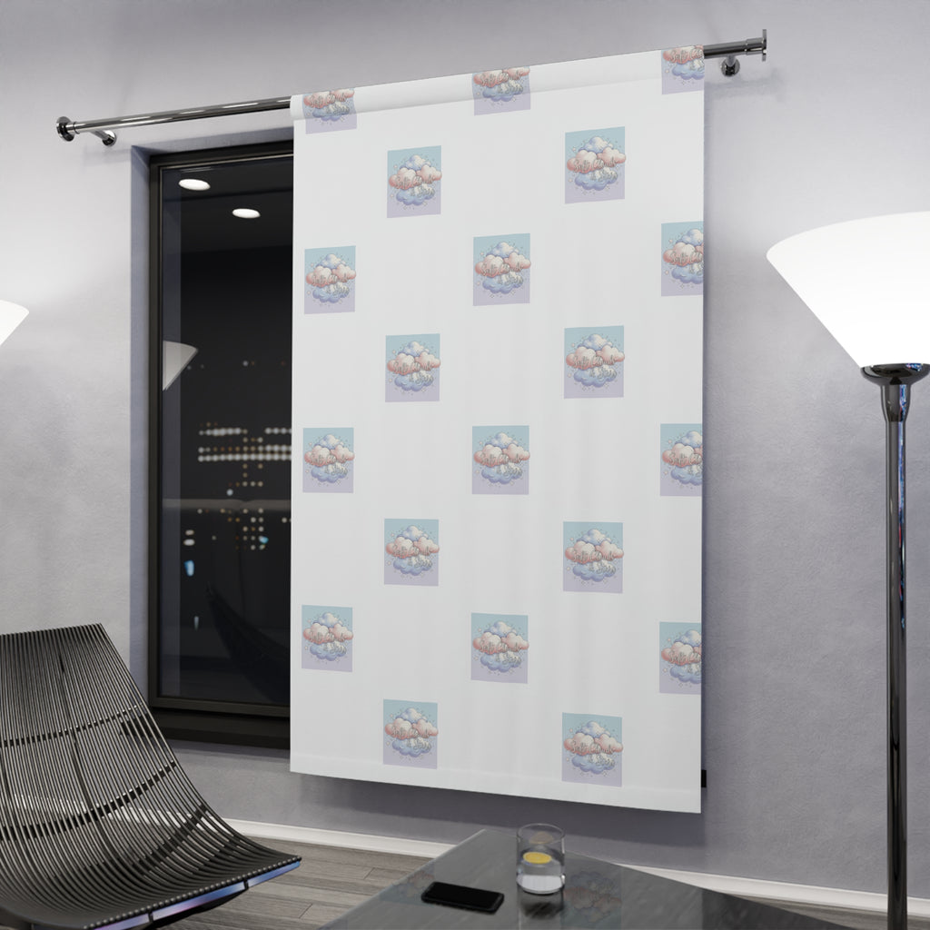 Cloudy Dreams Window Curtain – Pastel Cloud Pattern Single Panel