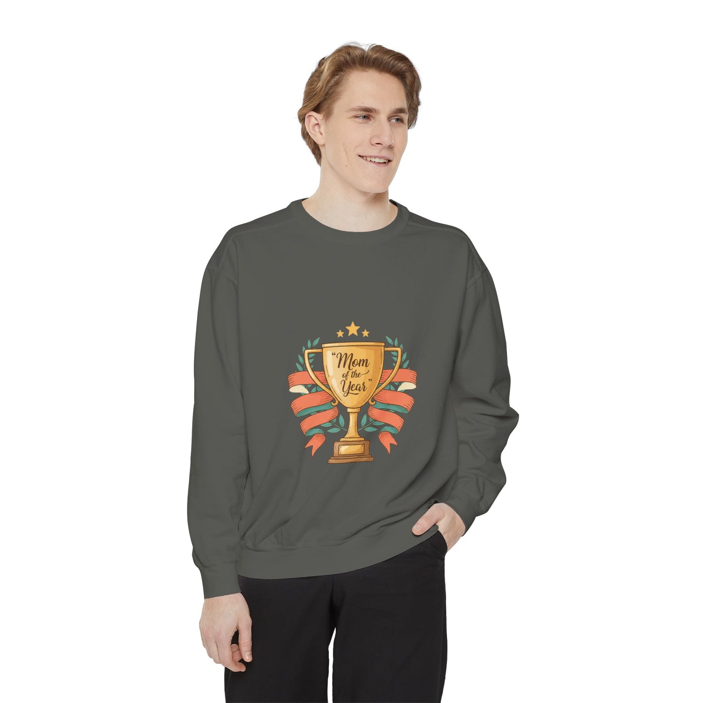 Sweatshirt — "Mom of the Year" Trophy Graphic Crewneck