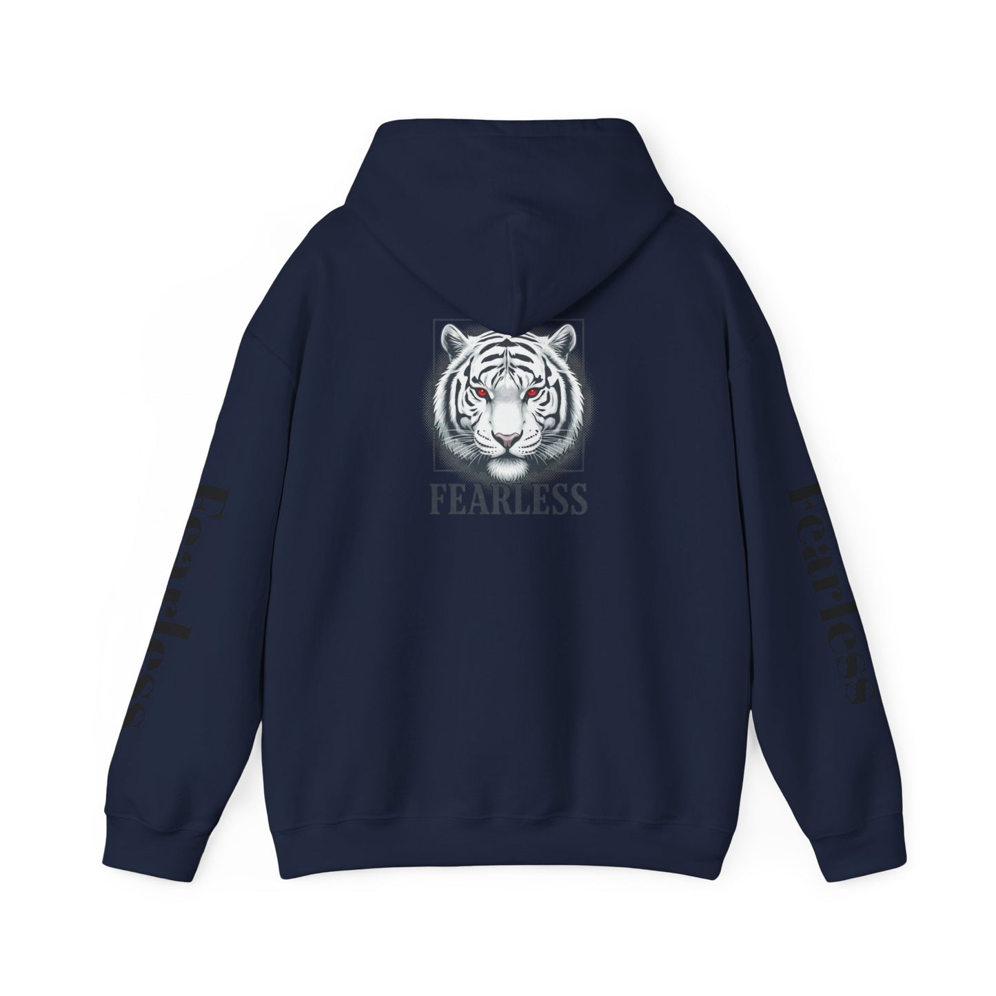 Fearless White Tiger Hoodie — 'FEARLESS' Graphic Hooded Sweatshirt
