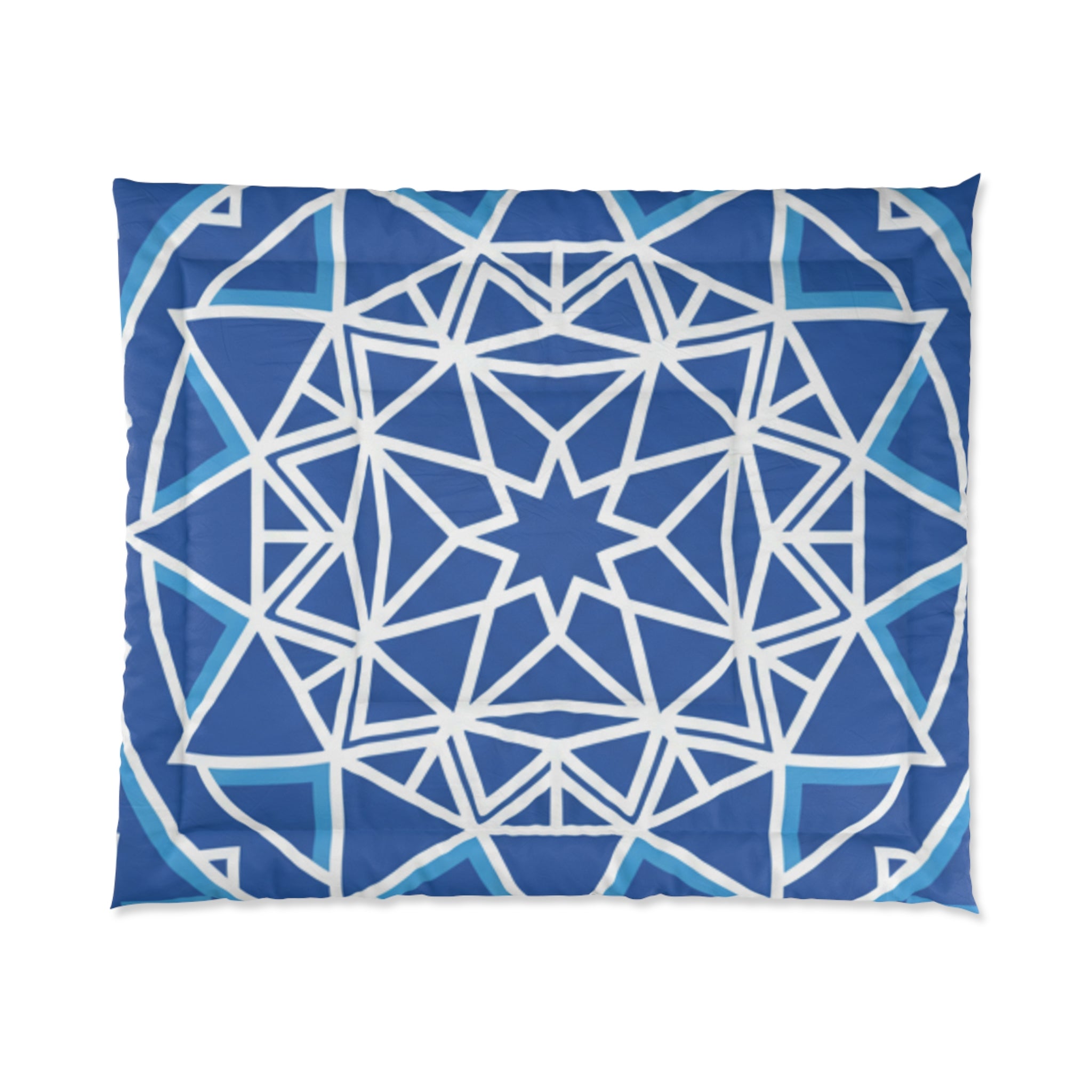 Geometric Mandala Comforter — Blue Star Pattern Bedding