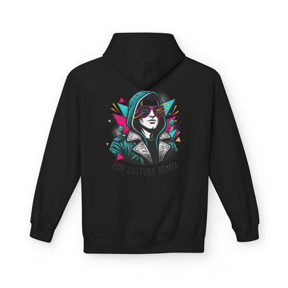 Pop Culture Remix Hoodie - Retro Neon Graphic Pullover