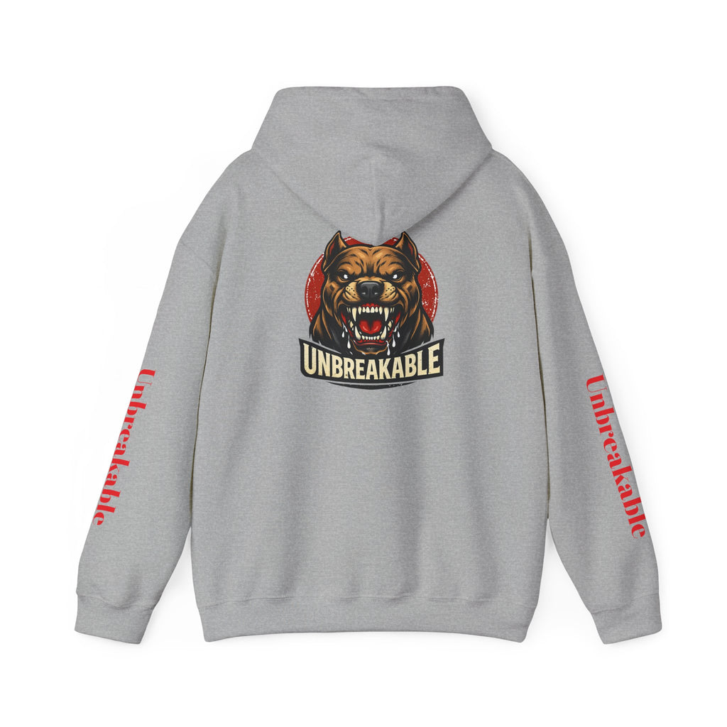 Unbreakable Dog Hoodie — Graphic Pullover with Roaring Dog Design